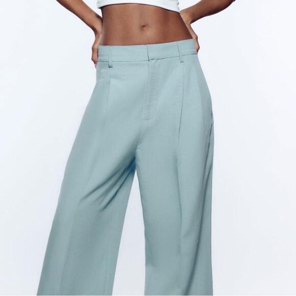 ZARA FULL LENGTH LINEN BLEND PANTS - Picture 3 of 9